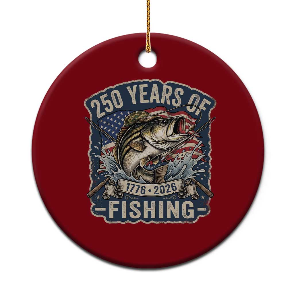 Vintage 250 Years Of Fishing Ceramic Ornament Patriotic Angler