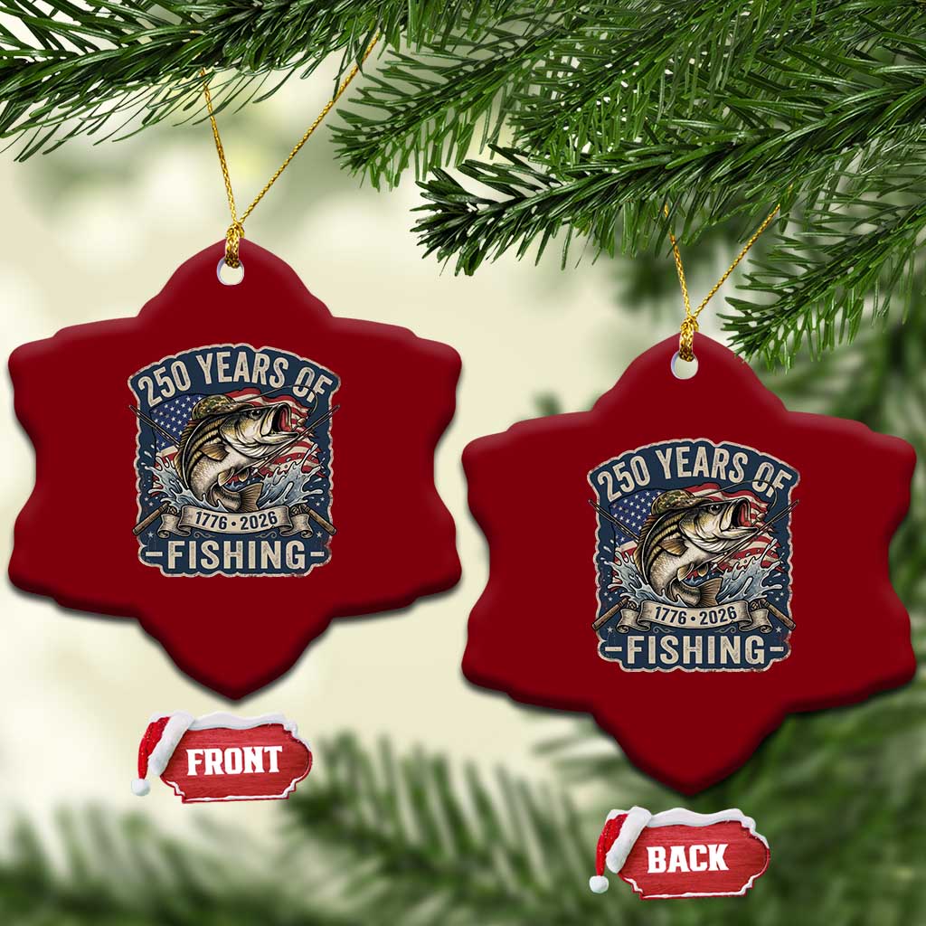 Vintage 250 Years Of Fishing Ceramic Ornament Patriotic Angler