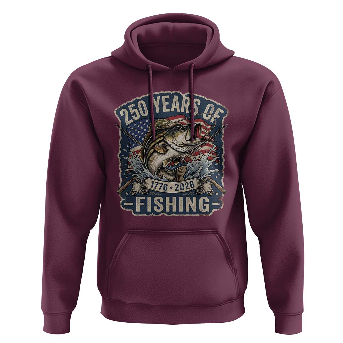 Vintage 250 Years Of Fishing Hoodie Patriotic Angler