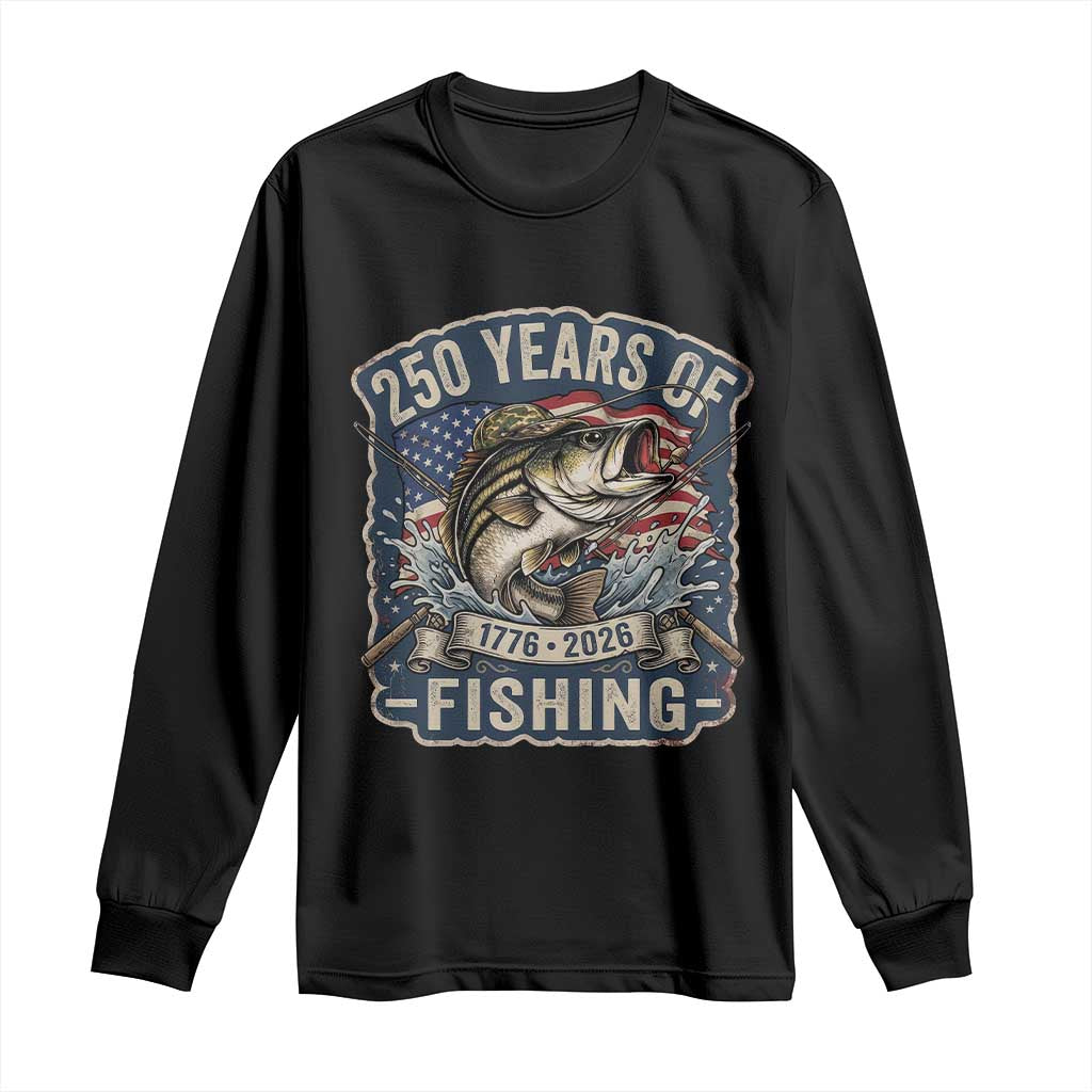 Vintage 250 Years Of Fishing Long Sleeve Shirt Patriotic Angler