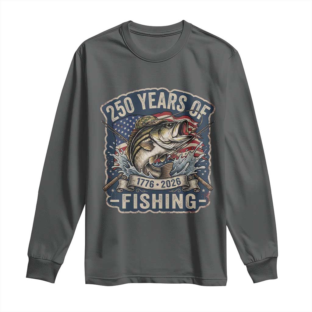 Vintage 250 Years Of Fishing Long Sleeve Shirt Patriotic Angler