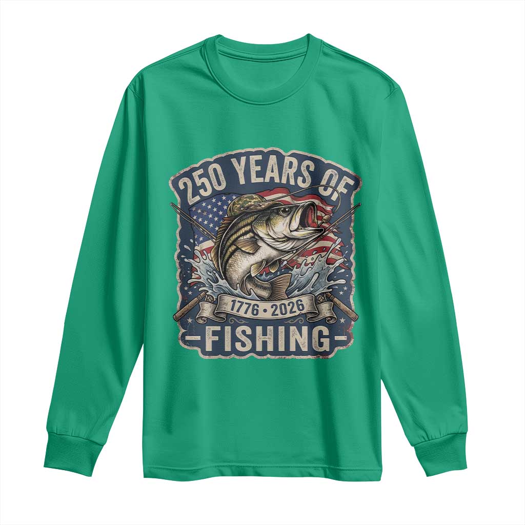 Vintage 250 Years Of Fishing Long Sleeve Shirt Patriotic Angler