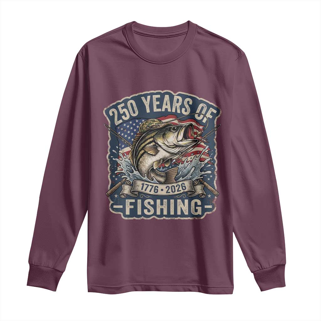 Vintage 250 Years Of Fishing Long Sleeve Shirt Patriotic Angler