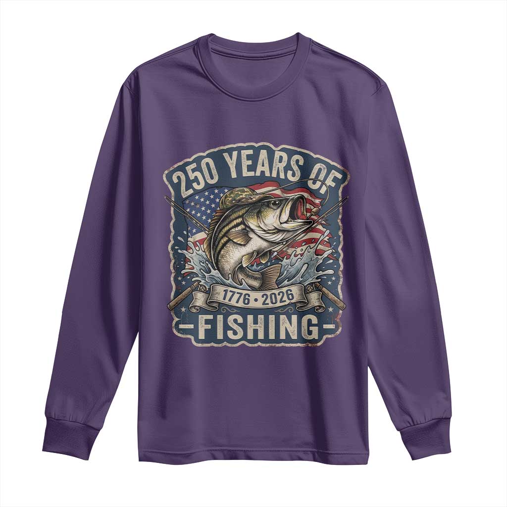 Vintage 250 Years Of Fishing Long Sleeve Shirt Patriotic Angler