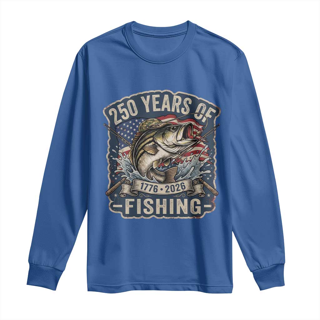 Vintage 250 Years Of Fishing Long Sleeve Shirt Patriotic Angler
