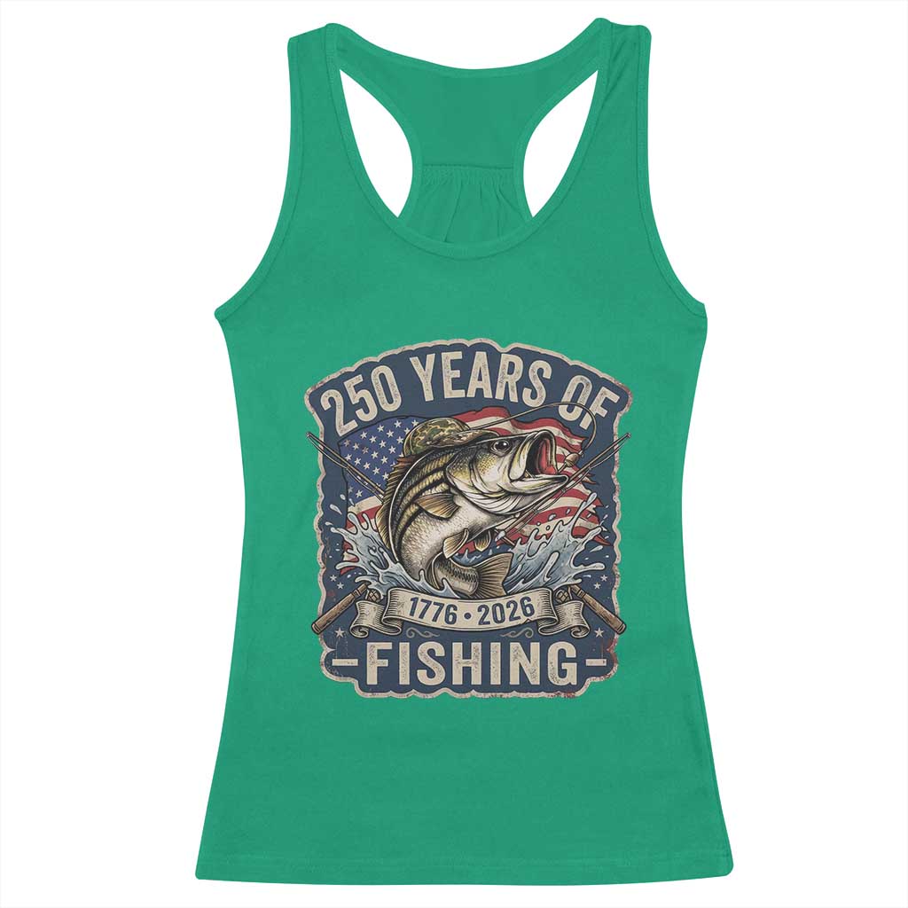 Vintage 250 Years Of Fishing Racerback Tank Top Patriotic Angler