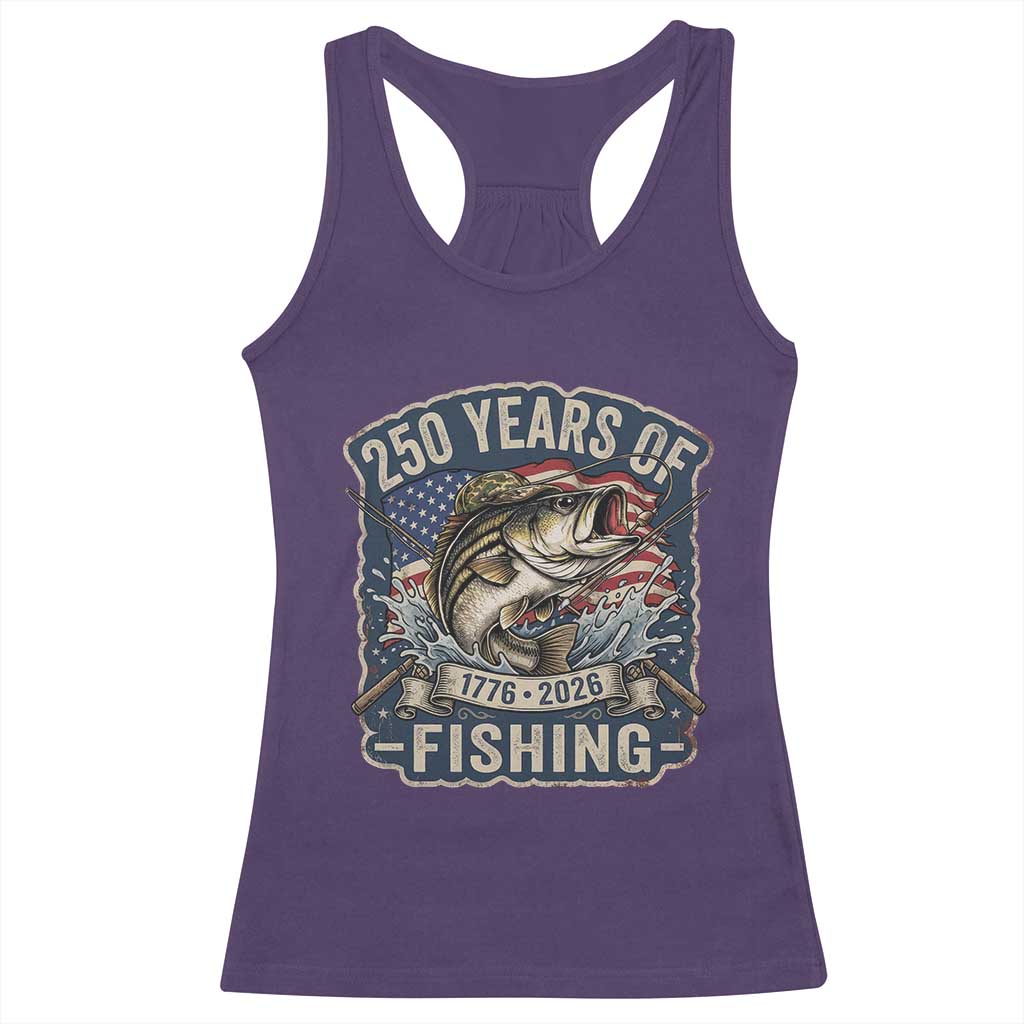 Vintage 250 Years Of Fishing Racerback Tank Top Patriotic Angler