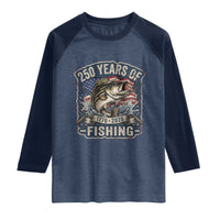 Vintage 250 Years Of Fishing Raglan Shirt Patriotic Angler