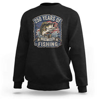 Vintage 250 Years Of Fishing Sweatshirt Patriotic Angler