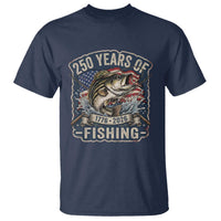 Vintage 250 Years Of Fishing T Shirt Patriotic Angler