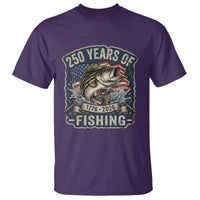 Vintage 250 Years Of Fishing T Shirt Patriotic Angler