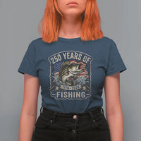 Vintage 250 Years Of Fishing T Shirt For Women Patriotic Angler