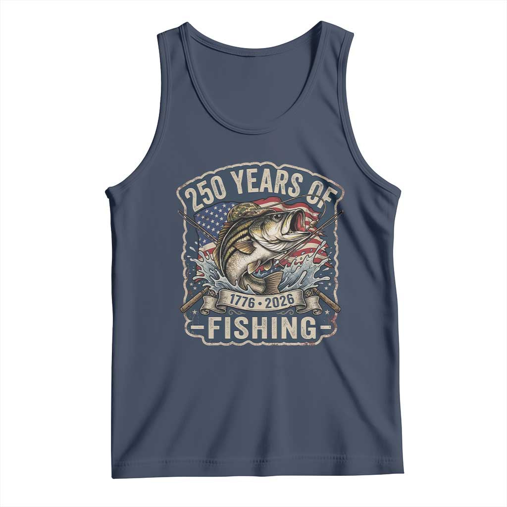 Vintage 250 Years Of Fishing Tank Top Patriotic Angler