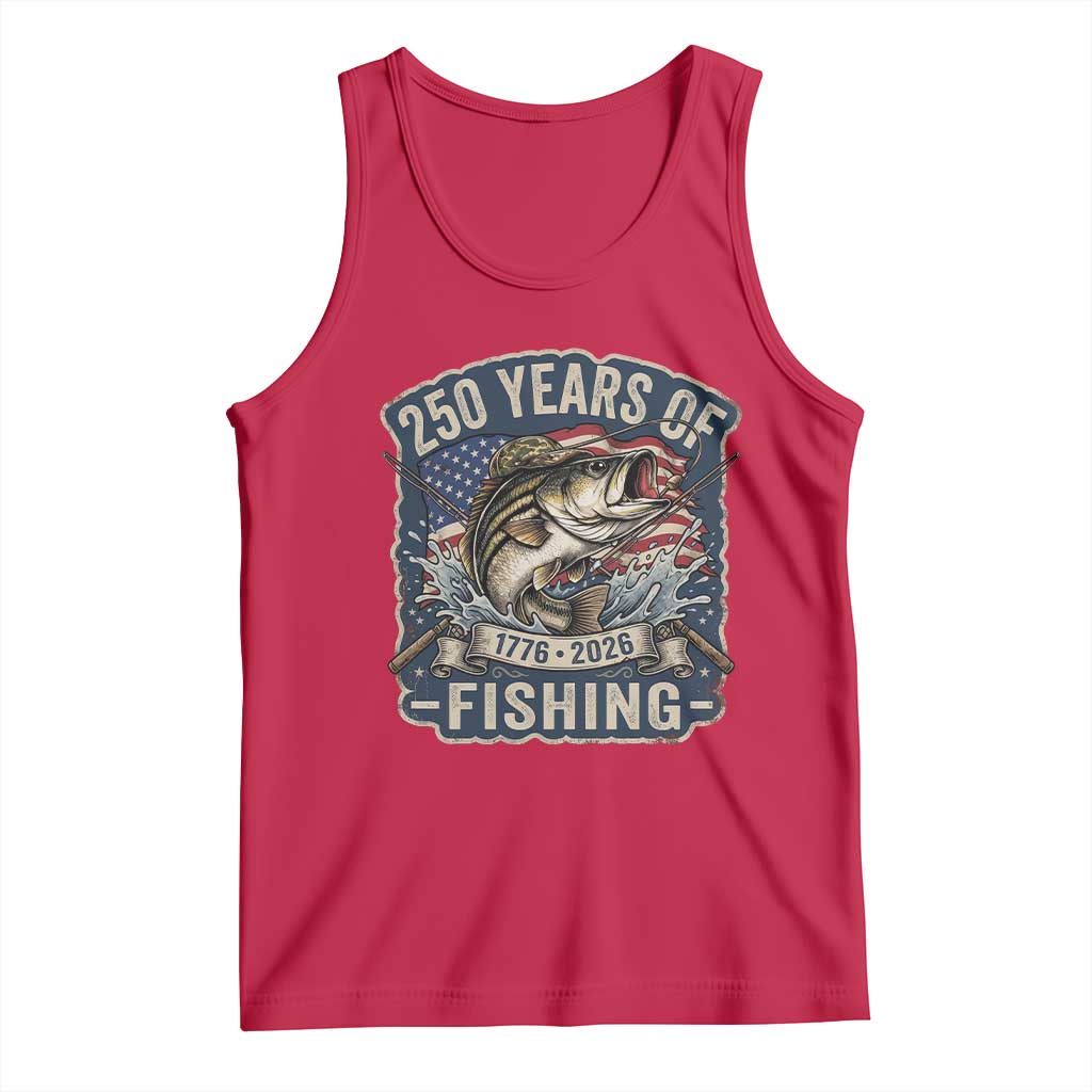 Vintage 250 Years Of Fishing Tank Top Patriotic Angler