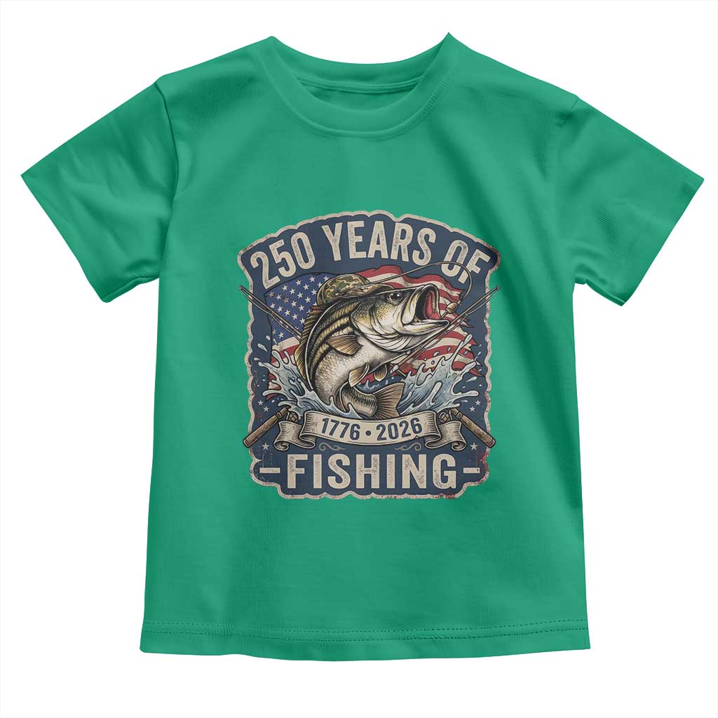 Vintage 250 Years Of Fishing Toddler T Shirt Patriotic Angler