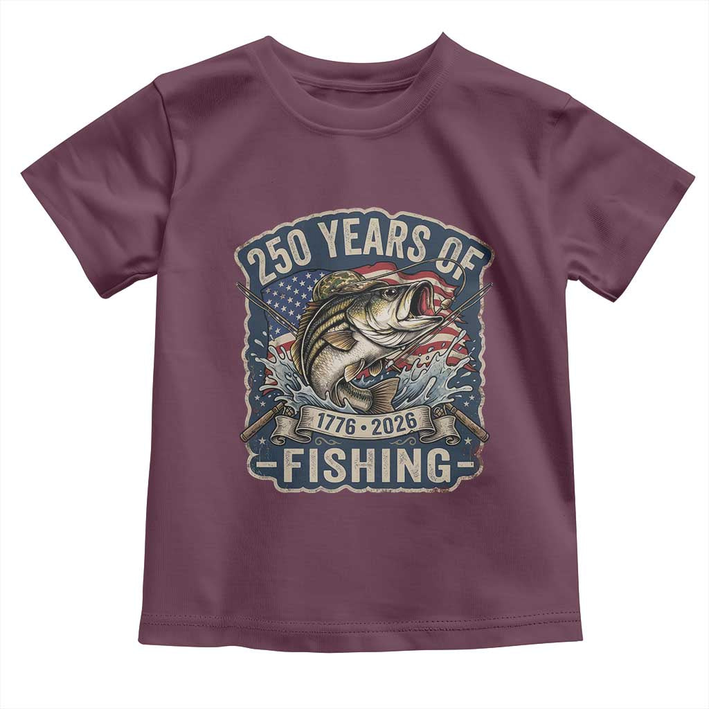 Vintage 250 Years Of Fishing Toddler T Shirt Patriotic Angler