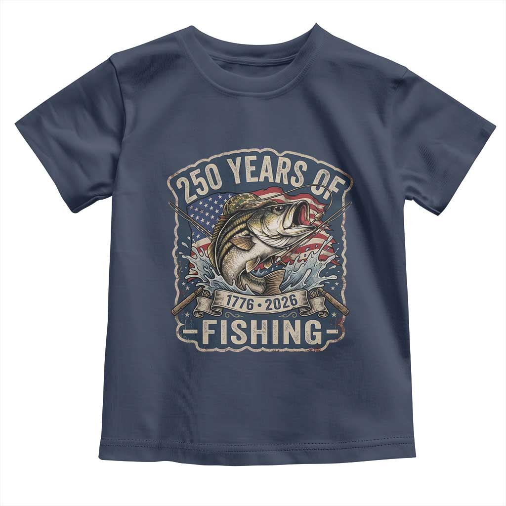 Vintage 250 Years Of Fishing Toddler T Shirt Patriotic Angler
