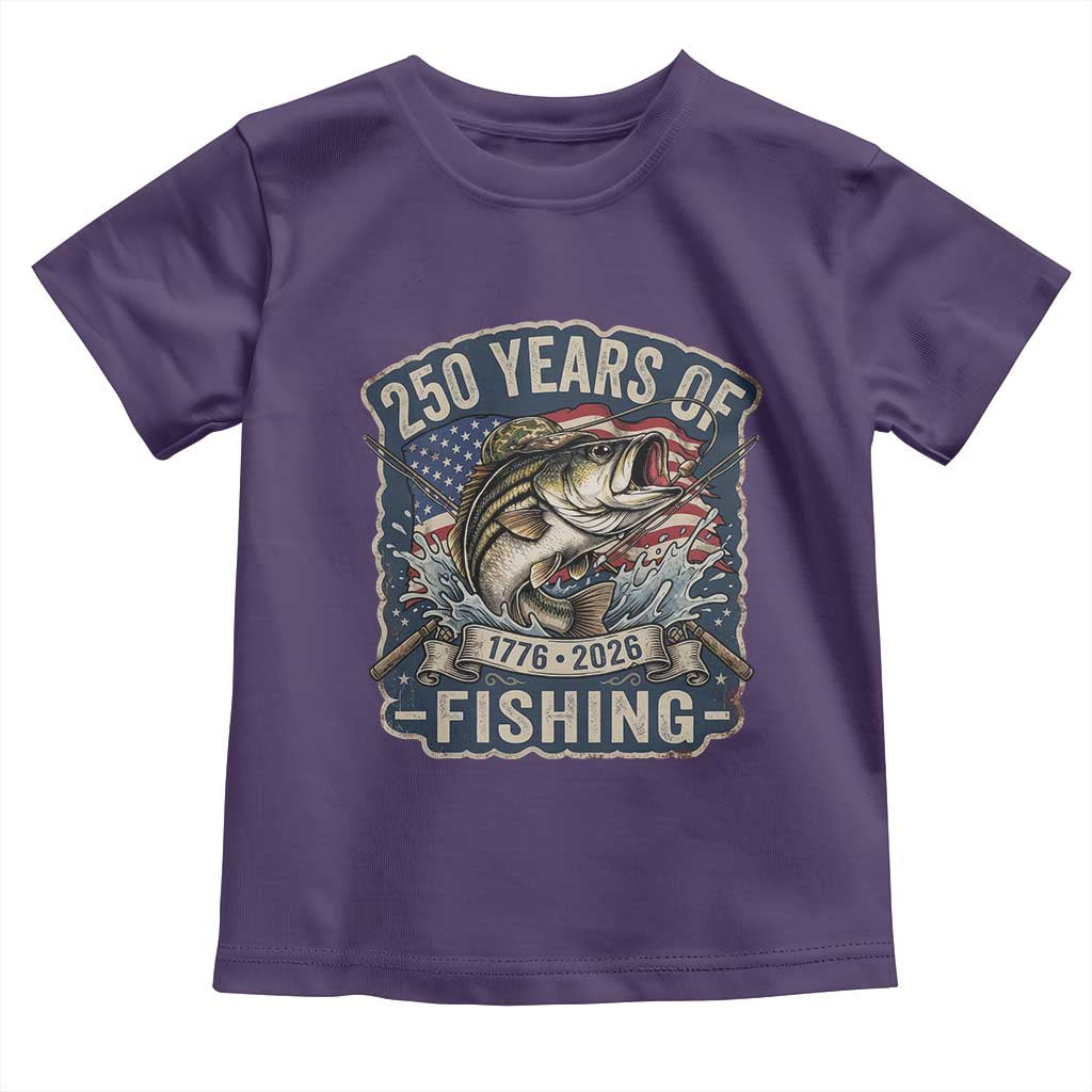 Vintage 250 Years Of Fishing Toddler T Shirt Patriotic Angler