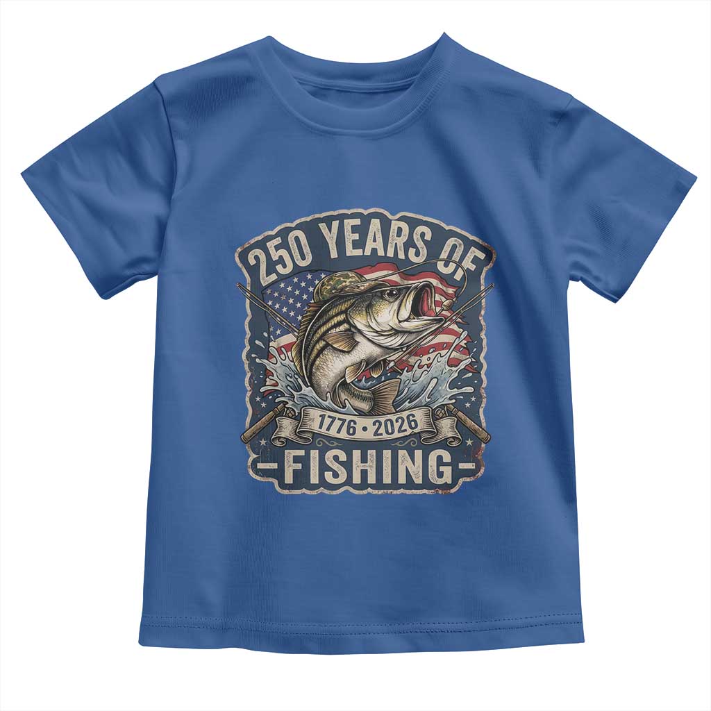 Vintage 250 Years Of Fishing Toddler T Shirt Patriotic Angler