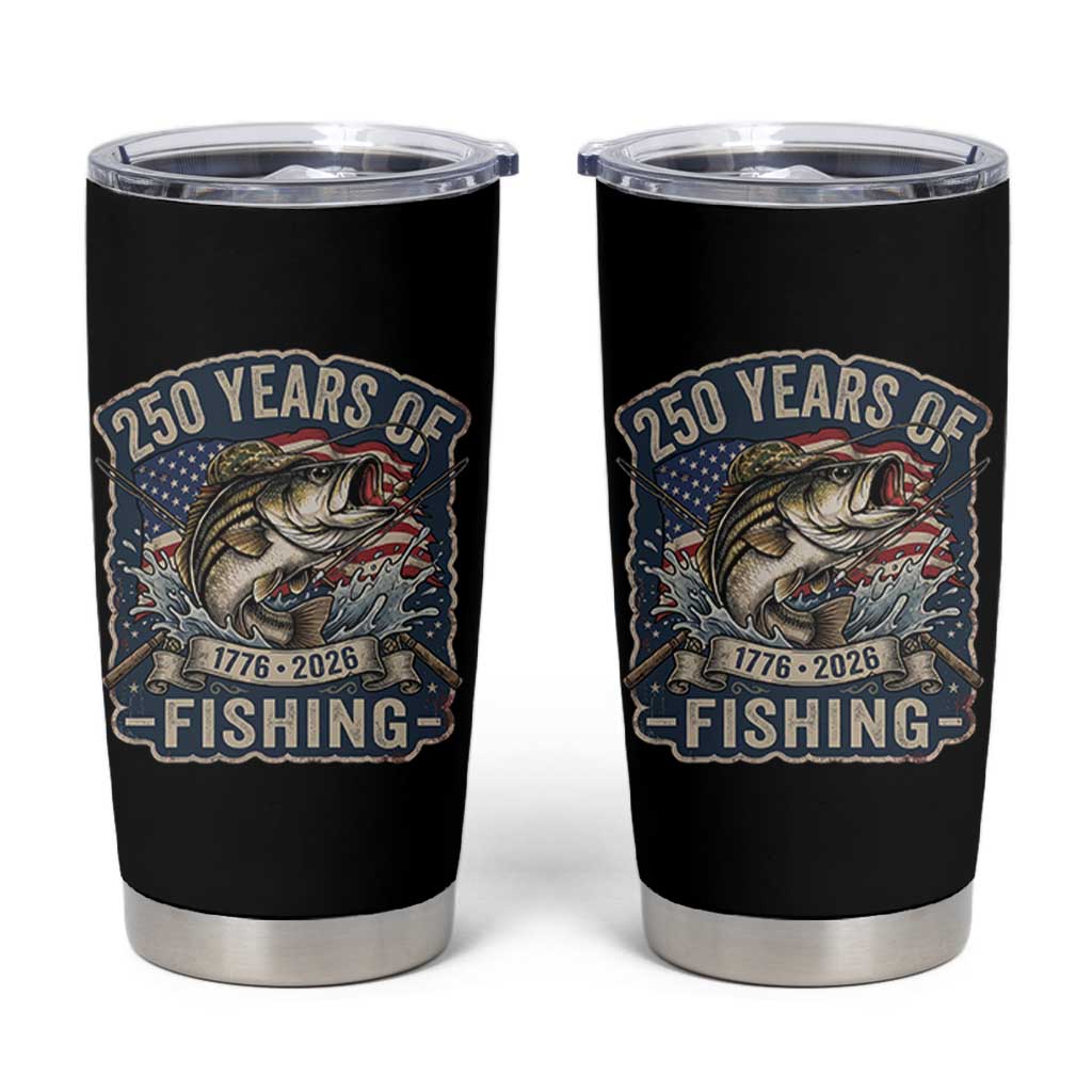 Vintage 250 Years Of Fishing Tumbler Cup Patriotic Angler