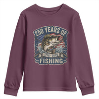 Vintage 250 Years Of Fishing Youth Sweatshirt Patriotic Angler