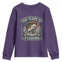 Vintage 250 Years Of Fishing Youth Sweatshirt Patriotic Angler