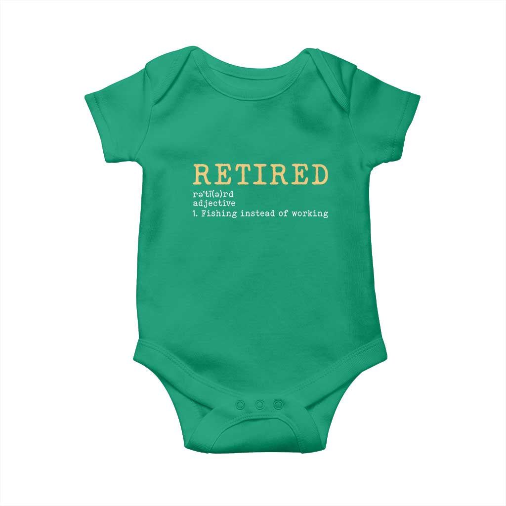 Retired Definition Fishing Baby Onesie Funny Retirement Fisherman Gift