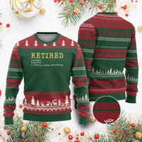 Retired Definition Fishing Ugly Christmas Sweater Funny Retirement Fisherman Gift
