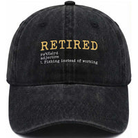 Retired Definition Fishing Washed Cotton Baseball Cap Funny Retirement Fisherman Gift