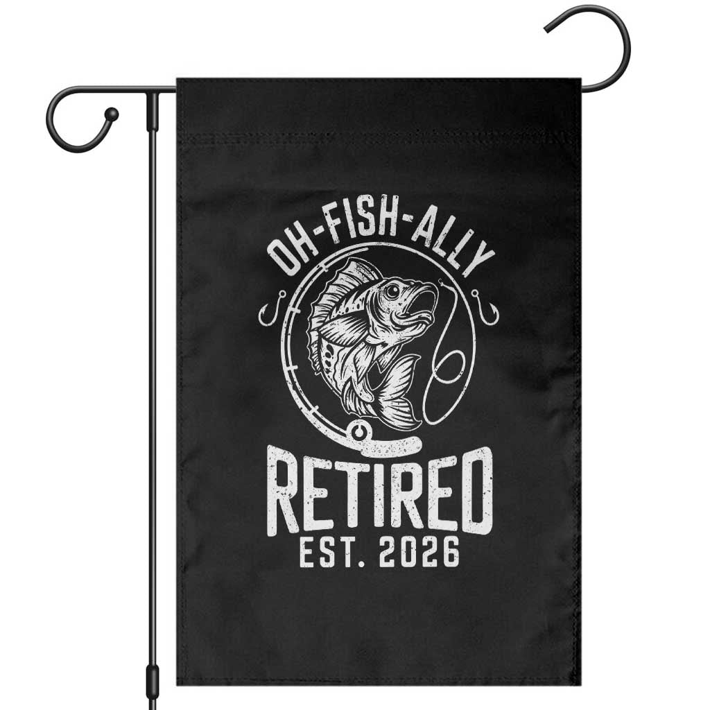 Officially Retired Est 2026 Fishing Garden Flag Funny Fishing Retirement Gift
