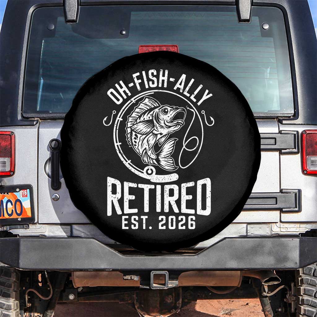 Officially Retired Est 2026 Fishing Spare Tire Cover Funny Fishing Retirement Gift