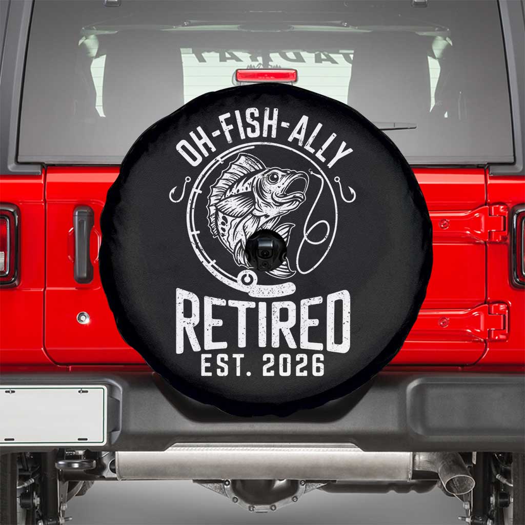 Officially Retired Est 2026 Fishing Spare Tire Cover Funny Fishing Retirement Gift