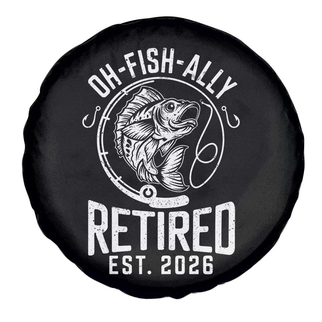 Officially Retired Est 2026 Fishing Spare Tire Cover Funny Fishing Retirement Gift