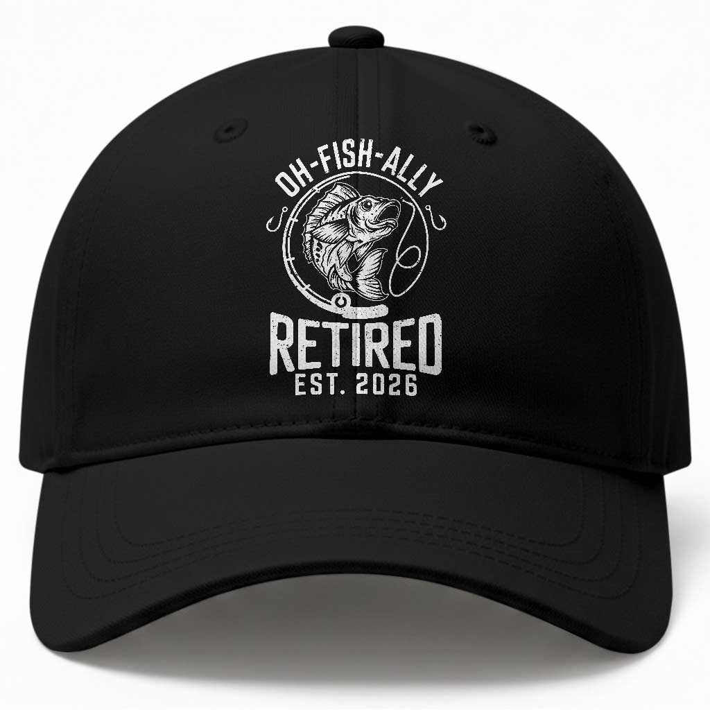 Officially Retired Est 2026 Fishing Baseball Cap Funny Fishing Retirement Gift
