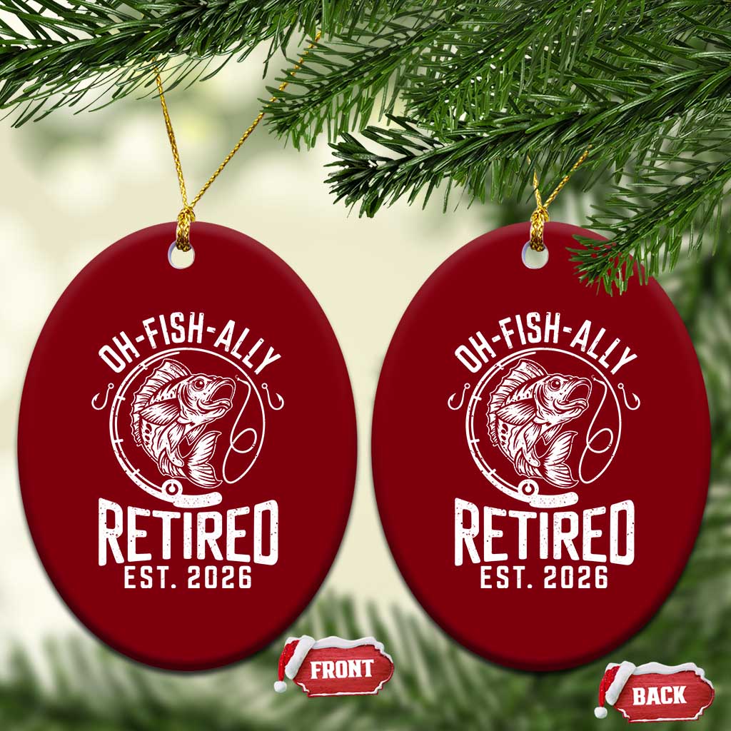 Officially Retired Est 2026 Fishing Ceramic Ornament Funny Fishing Retirement Gift