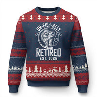 Officially Retired Est 2026 Fishing Ugly Christmas Sweater Funny Fishing Retirement Gift