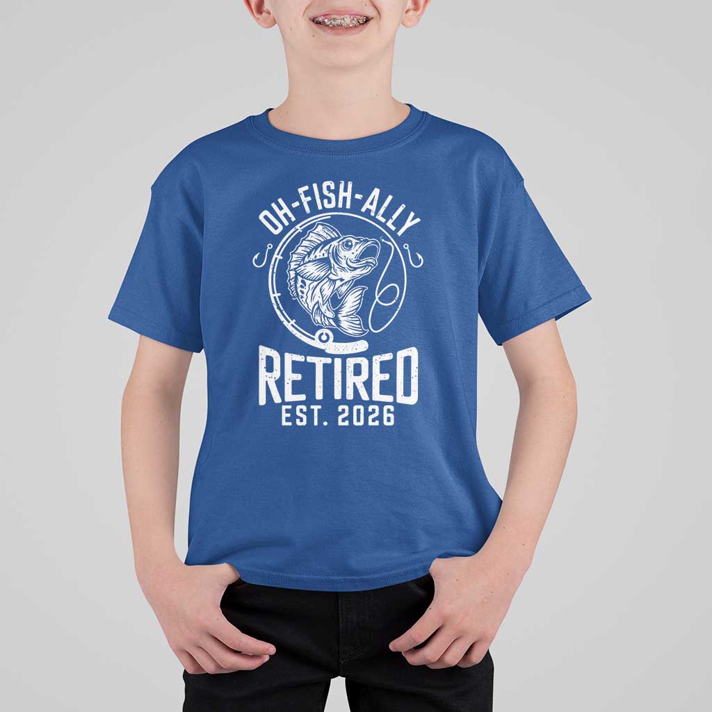 Officially Retired Est 2026 Fishing T Shirt For Kid Funny Fishing Retirement Gift