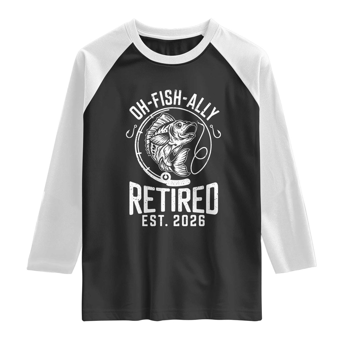 Officially Retired Est 2026 Fishing Raglan Shirt Funny Fishing Retirement Gift