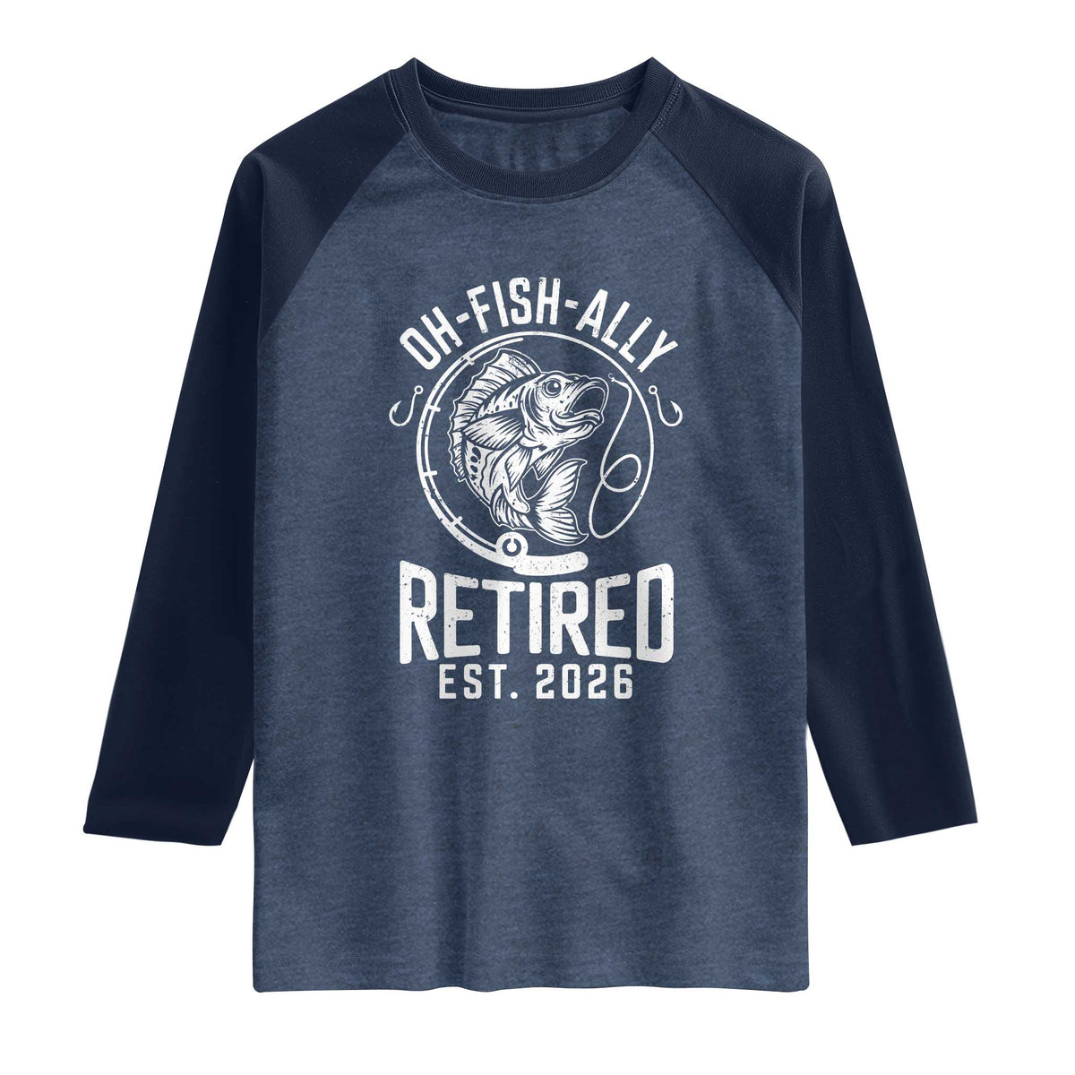 Officially Retired Est 2026 Fishing Raglan Shirt Funny Fishing Retirement Gift
