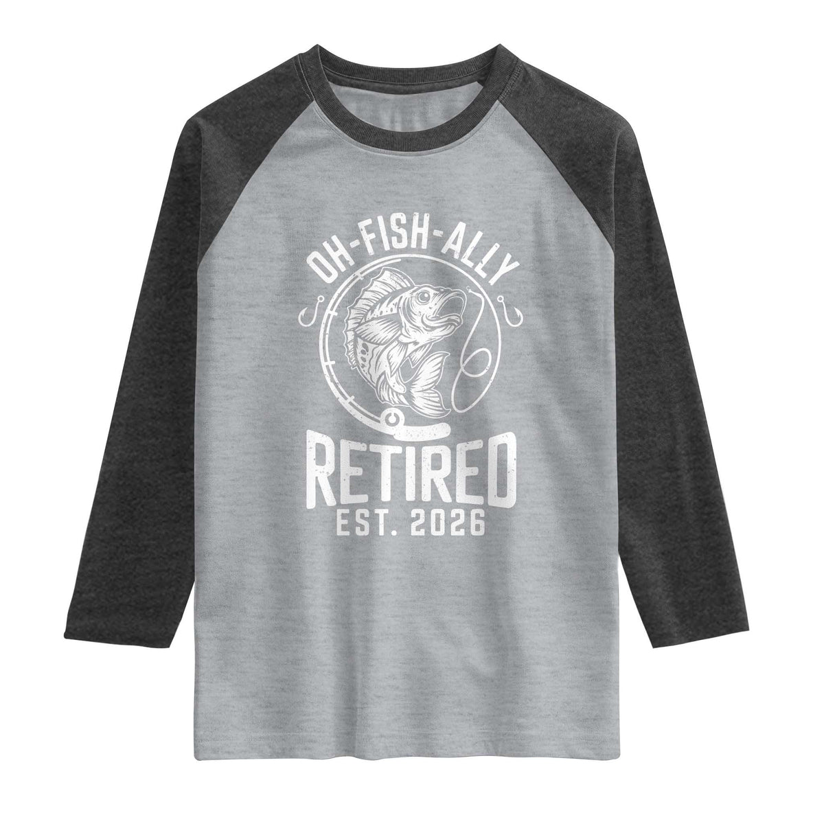 Officially Retired Est 2026 Fishing Raglan Shirt Funny Fishing Retirement Gift