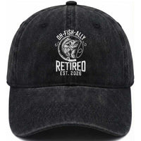 Officially Retired Est 2026 Fishing Washed Cotton Baseball Cap Funny Fishing Retirement Gift