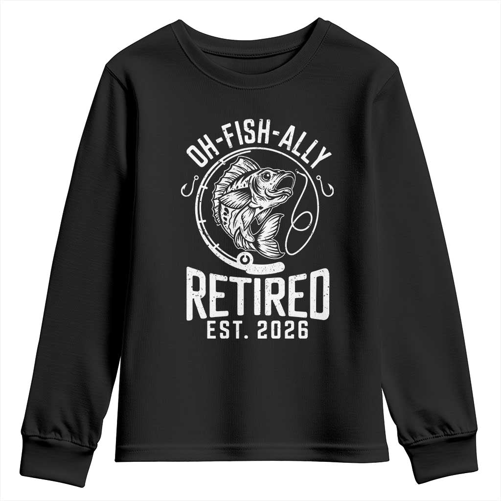 Officially Retired Est 2026 Fishing Youth Sweatshirt Funny Fishing Retirement Gift