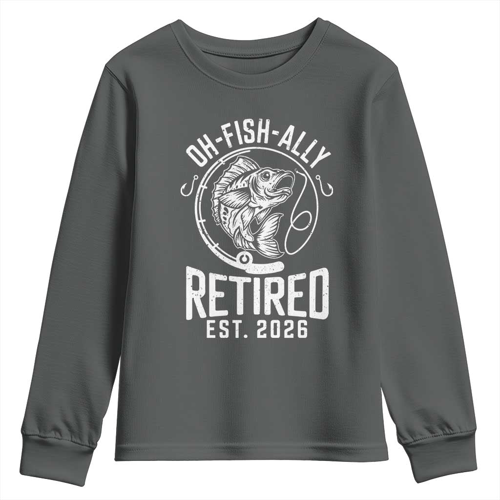 Officially Retired Est 2026 Fishing Youth Sweatshirt Funny Fishing Retirement Gift