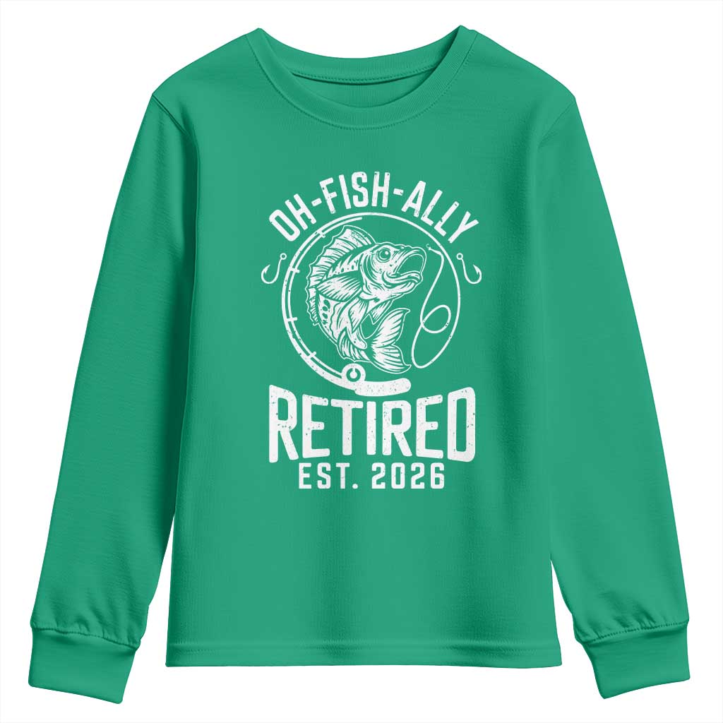 Officially Retired Est 2026 Fishing Youth Sweatshirt Funny Fishing Retirement Gift