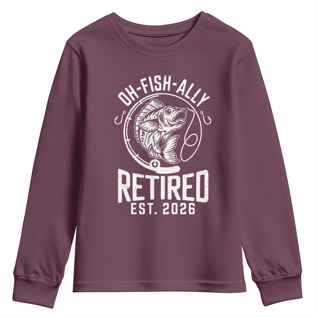 Officially Retired Est 2026 Fishing Youth Sweatshirt Funny Fishing Retirement Gift