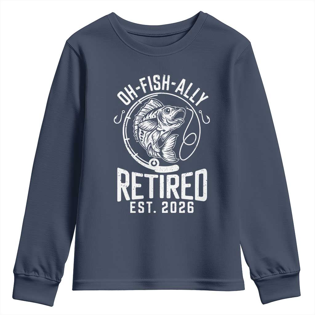 Officially Retired Est 2026 Fishing Youth Sweatshirt Funny Fishing Retirement Gift