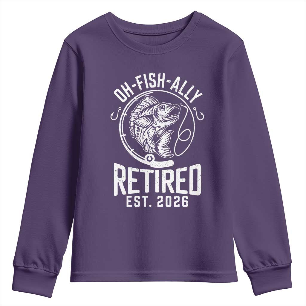 Officially Retired Est 2026 Fishing Youth Sweatshirt Funny Fishing Retirement Gift