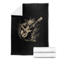 Vintage Trout Playing Guitar Throw Blanket Funny Fishing Musician Gift