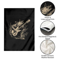 Vintage Trout Playing Guitar Garden Flag Funny Fishing Musician Gift