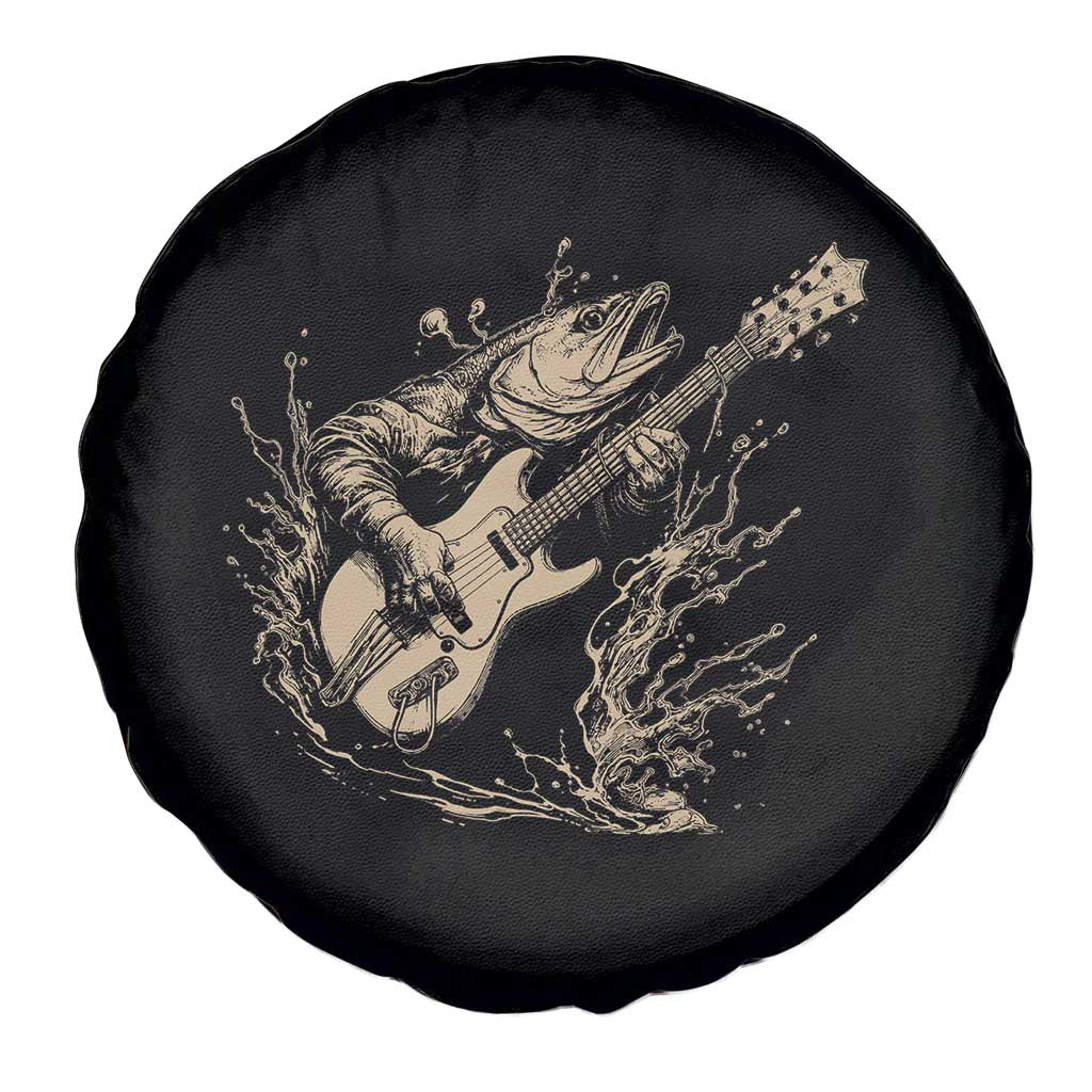Vintage Trout Playing Guitar Spare Tire Cover Funny Fishing Musician Gift